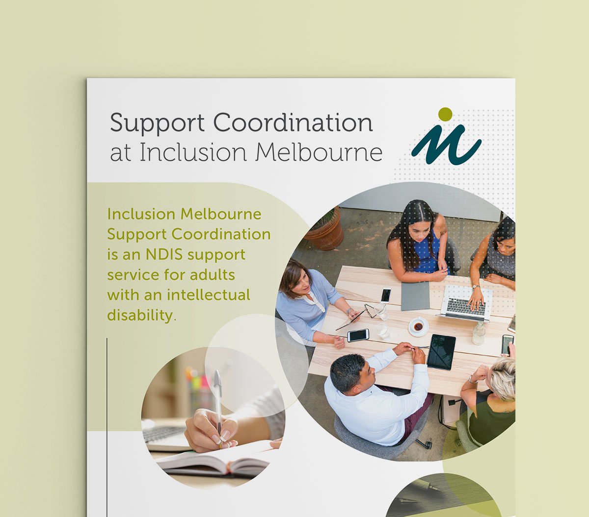 The front of the Support Coordination flyer design