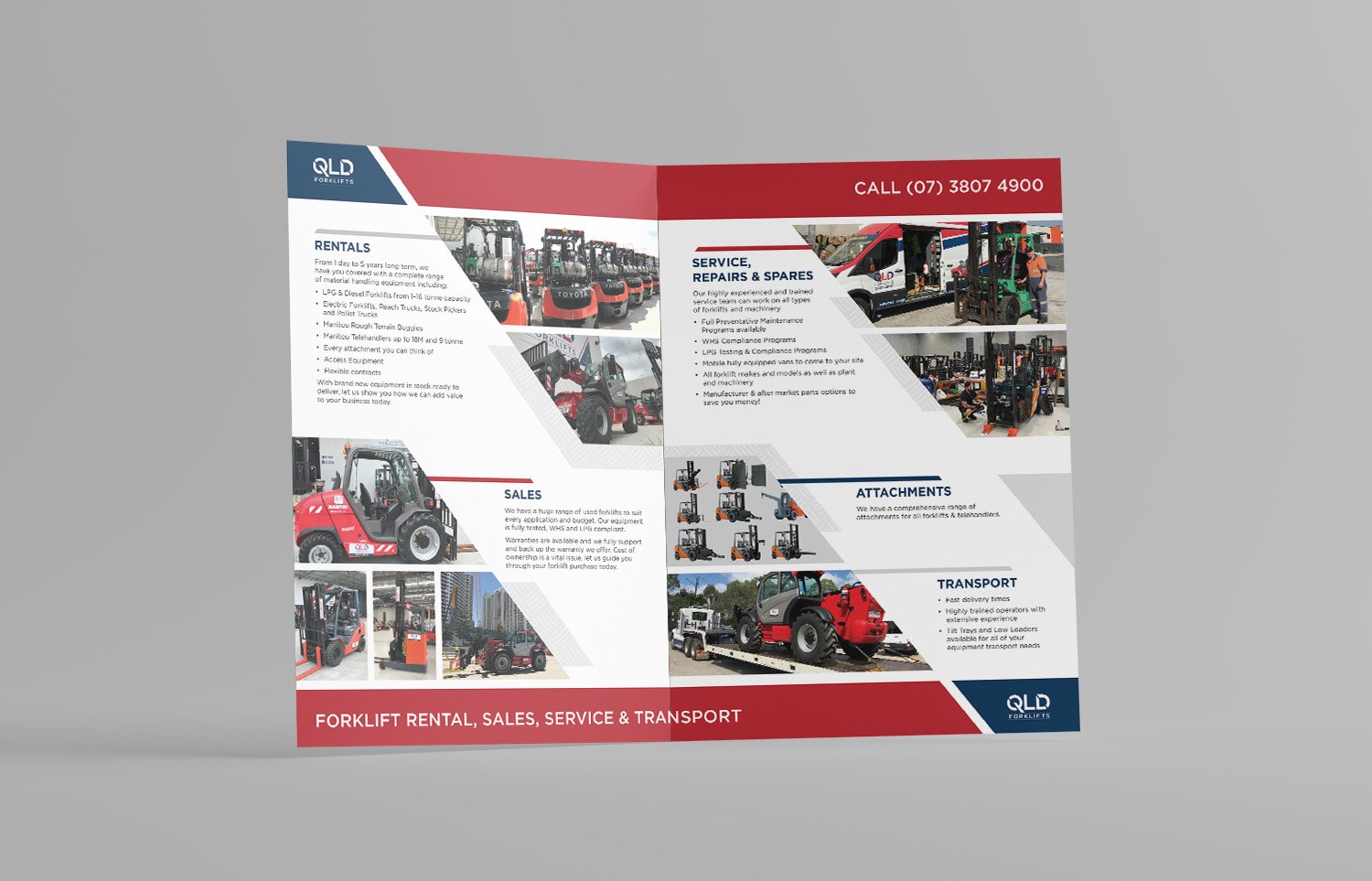 QLD Forklifts A4 brochure design and layout